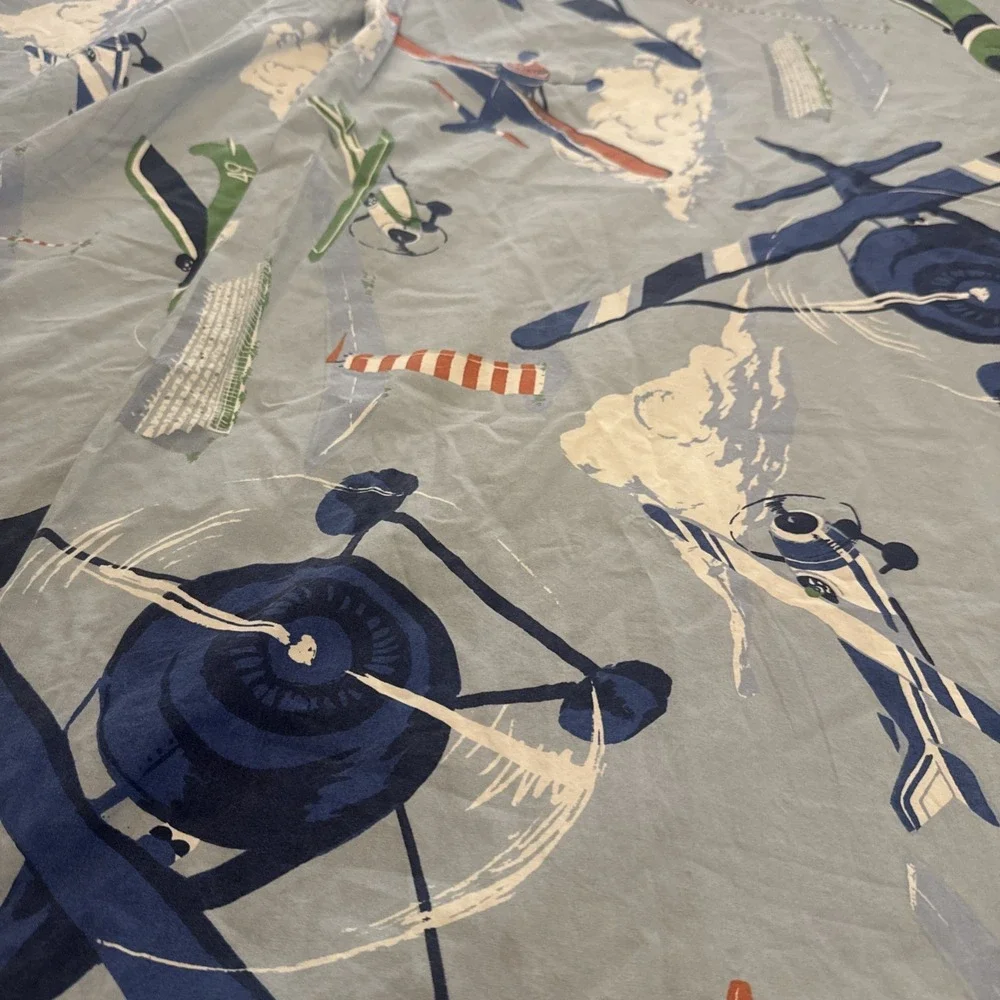 Pottery Barn Kids Preppy Planes Full/Queen Duvet Cover RARE 2016 Release EUC